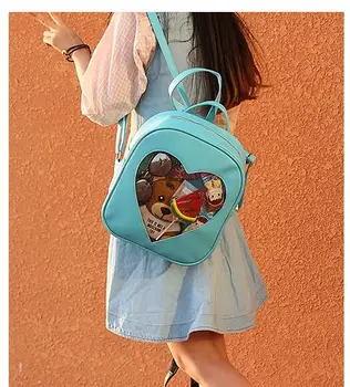10 ks fedex DIY Roztomilé Priehľadné Láska Srdce Tvar Batohy Harajuku Schoolbags Batohy Pre Dospievajúce