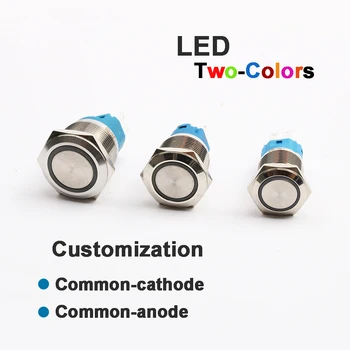 16 mm 19 mm 22 mm tlačidla prepnite na Mieru Dve farebné LED Spoločná katóda Spoločná anóda 220V alebo 12V 24V 5V