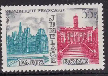 1Pcs/Nastaviť Nové Francúzsko Post Pečiatka 1958 Paríž a Rím Mesto Rytiny Poštových Známok MNH