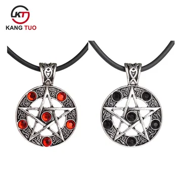 2 Farebné Módne Šperky Satan Logo Prívesok Náhrdelníky Pentagram Drahokamu Choker Lano, Reťaz Amulet Náhrdelník Pre Mužov A Ženy