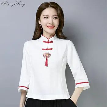 2019 Nové Tradičné čínske oblečenie Tang vyhovovali cheongsam top dámske elegantné módne Orientálna dámske topy G149