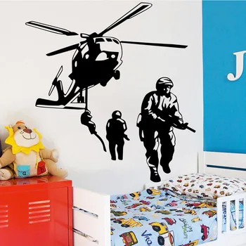2019 NOVÝCH Vojakov Fighter Samolepky Tapety Pre Deti Chlapcov Miestnosti Dekorácie Domov Spálňa Decor Helikoptéra nástenná maľba Plagát