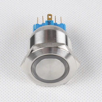 22 mm self-locking kovu, nehrdzavejúcej ocele proti korózii krúžok s plochou hlavou tlačidlo prepnúť vodotesný krúžok LED svetlá