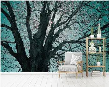 3d foto tapety vlastné nástenné Ručne ťahané olejomaľba veľký strom siluetu domova stenu papiera v obývacej izbe