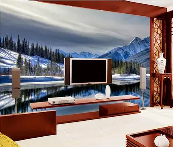 3d prispôsobiť tapetu Snehu Horskej Planiny 3D krajiny Domáce Dekorácie foto tapety na steny