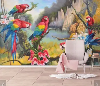 3D Vytlačené Papagáj Stenu Papier Photo nástenné Maľby pre Deti, Spálne, Obývacia Izba Domov Steny Výzdoba Veľkej Veľkosti Abstraktných De Parede 3d