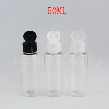 50 ML Transparentná Ploché Ramenný Plastové Fľaše , 50CC Šampón / Lotion Cestovné Obaly na Fľaše , Prázdne Kozmetické Kontajner