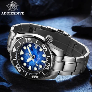 ADDIESDIVE Potápačské Hodinky z Nerezovej Ocele Diver Sledovať 200M C3 Super Svietivý Šport Nehrdzavejúcej ocele hodinky Mechanické pánske Hodinky