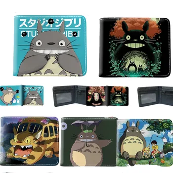 Anime Totoro Mačka Môj Sused Krátke Peňaženka peňaženku Skladacia PU Kožené Ceruzka Taška Mince Peniaze Karty Dievčatá Chlapec Darček Späť na Školské tašky