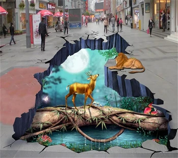 beibehang Prispôsobené podlahe osobnosti módy rozprávkový les živočíšnej ríše 3D troch-dimenzionální maľby podlahy, maľovanie
