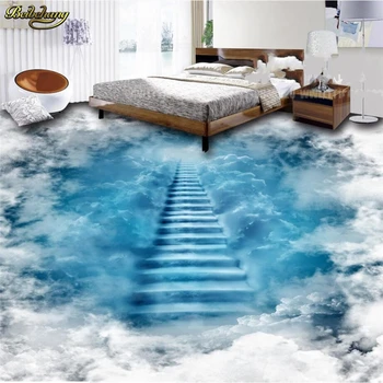 beibehang Vlastné Foto Tapety, Podlahy Kryt Maľovanie Cloud Mraky na Oblohe Rebrík 3D Podlahy, Maľovanie abstraktných de parede