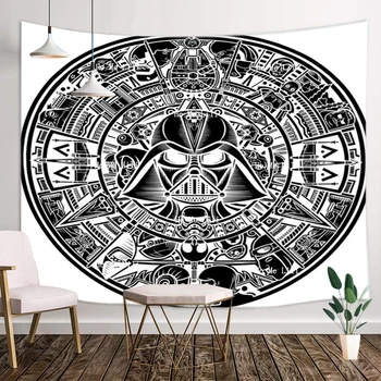 Black Aztec Dial Tvorivé Digitálnej Vektorovej Kresby Mandala Svg Gobelín Tým, Že Ho Ma Lili Pre X Izba, Obývacia Izba Dekor Stene Visí