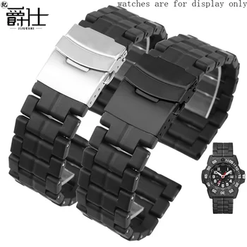 Carbon Fiber Plastové Ocele Watchbands 23 mm Čierny Náramok Náhradný Popruh Pre Luminox 3051 3050 8800 Mužov Náramok
