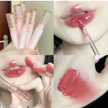 Cherry Pink Zrkadlo Vody Lesk Na Pery Lip Glaze Transparentné Sklo Pery Olej Nepremokavé Tekutý Rúž Nahé Hnedé Jasný Odtieň Make-Up