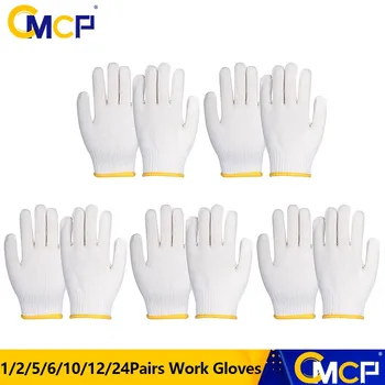 CMCP 1-24Pairs Pracovné Rukavice Polyester, Bavlna Pre Pohodlné Mechanik Bezpečnosti Práce, Ochrany Bezpečnosti Práce Rukavice Pre Prácu