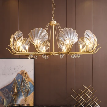 Crystal Lesklý Moderné Stropný Luster Pre Vnútorné Osvetlenie Obývacej Izbe Svetlo, Svietidlá, Závesné Lampy Domova Shell Luster