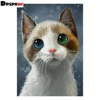 Dpsprue Plné Námestie/Round-Diamond Maľovanie Cross Stitch Diamond 3D Výšivka Animal Mačka DIY 5D Moasic Domova Darček P16