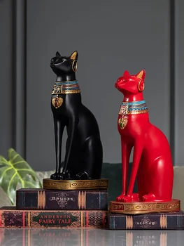 Egyptský mačka boha socha Ozdoby tvorivé obývacia izba, veranda, dekorácie zvierat živice socha moderné domáce dekorácie darček