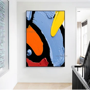 Hrubé Olej Hit Farebný Blok Visual Abstraktné Olejomaľby Na Plátne Ručné Nástenné Art Nástenné Domov Maľovanie Interiérov