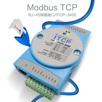 ITCP-3402 analógový digitálny vstup a výstup, Ethernet RJ45 zber dát modul AI/AO/DI/UROBIŤ MODBUS TCP