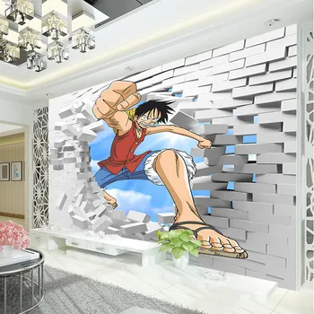 Jeden Kus foto wallpaper Monkey D Luff nástennú maľbu Japonské anime Tapety Chlapci Dieťa Spálňa Cartoon Miestnosti dekorácie Domova