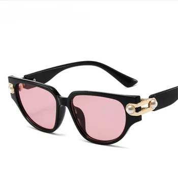 KAPELUS Štýlové elegantné Pearl okuliare pre ženy Retro cat-eye slnečné okuliare žien bežné trojuholník slnečník zrkadlo 13064