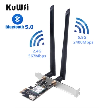 KuWFi Wifi 6 slot karty PCI-e Sieťová Karta Dual Band 3000Mbps 802.11 AX Bluetooth 5.0 Bezdrôtový Wifi6 PCI Externá Anténa Pre Intel AX200