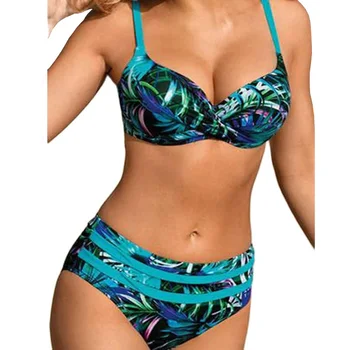 Letné Sexy Veľké Ženské Plavky Plus Veľkosť Plavky S Push Up Pláž Nosiť dvojdielne plavky Bazén dámskych plaviek