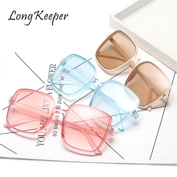 LongKeeper Nadrozmerné Námestie Slnečné Okuliare Ženy, Luxusné Značky Dizajnér Okuliare Retro Slnečné Okuliare Big Rám Módne Okuliare Gafas