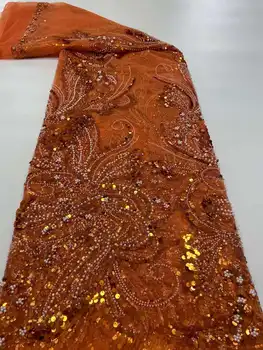 Luxusné Sequin Afriky Čipky Textílie 2022 Vysoko Kvalitný Elegantný Korálky Nigérijský Svadobné Svadobné Výšivky Francúzskej Čipky A Tylu Šiť