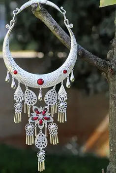 Nové etnické štýle retro prehnané Miao striebro veľký golier Miao strieborná funkcie golier Miao tanec šperky žena náhrdelník