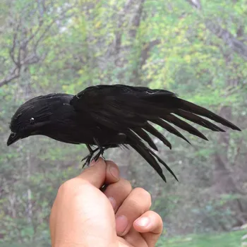 o 15x25cm šíri krídla black crow vták Ručné model, polyetylén& perie vtákov ,bonsai dekorácie, hračky Vianočný darček w3903