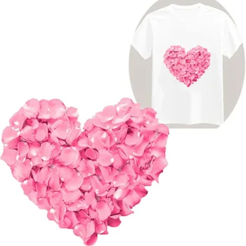Okvetné Lístky ruží Prenos Tepla Ružové Srdce Žehlička na Patche pre Vlastné Potlačené tričká Veľký 3D Vinyl Thermo Nálepky Oblečenie Appliques