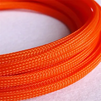 Orange - Vysoká kvalita-6mm Pletená PET Rozšíriteľná Sleeving Vysokou Hustotou Opláštenie Splietané Kábel Rukávy