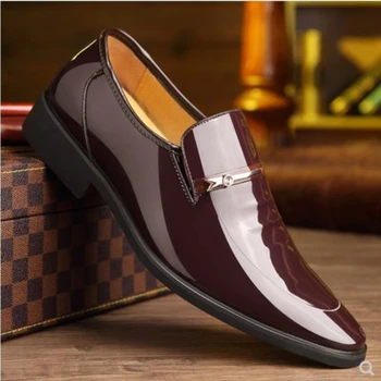 Priedušná Nosenie-odolné Kožené Topánky Formálne s Mužmi British Business Svadbu s Ukázal Prst Jednom obale Nohy