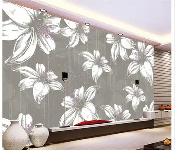 Prispôsobený 3d tapety 3d nástenné maľby, tapety Ručne maľované kvety TV nastavenie nástenné maľby 3d nástennú maľbu, tapety, dekorácie