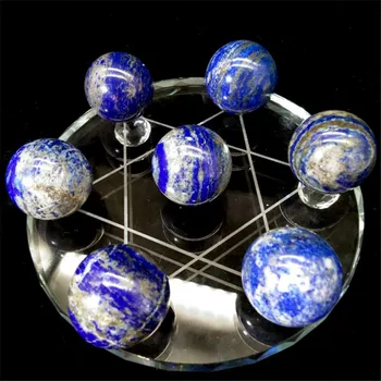 Prírodné Sedem Star Pole Lapis Lazuli Crystal Ball 30 mm Fengshui Oblasti 1set