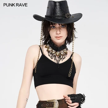 PU vyrezávané kovbojský klobúk Punk Rave WS-359MZF