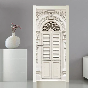 Pvc Samolepiace Európskej Dvere Nálepka, 3D Stereo Biely Rám Dverí Obývacia Izba, Spálňa Európskom Štýle Luxusných Domov Dekor nástenné Maľby