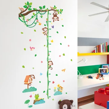 Roztomilé opice rastu stromov graf stenu nálepka pre deti izba domáce dekorácie cartoon zvierat výška merajte steny odtlačkový