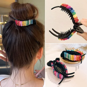 Roztomilý Cukru Farebné sponky do Vlasov pre Dievča kórejský Plastové Barrette Vlasy Kolíky Rainbow Vlasy Pazúr Bing Doplnky do Vlasov pre Ženy