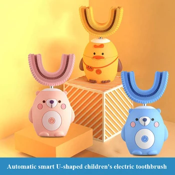 Sonic Deti Elektrické zubné Kefky, Automatické Inteligentné U-tvarované Cartoon Medveď Kuracie Kremíka Ultrazvukové Zubov Zubná Kefka pre Deti