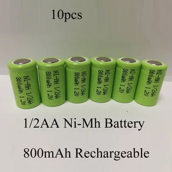 SORVESS 10PCS 800mAH 1/2AA Nabíjateľné NiMh Batérie 1.2 V, NiMh, Ni-Mh Batérie Pre KUTILOV, Elektrické holiace strojčeky Nástroje