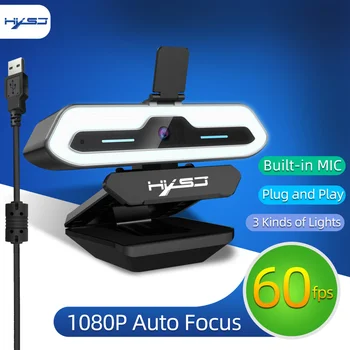 USB Full HD 1080p Kamera, Auto Focus Vstavané Mikrofóny, Kamery S 3 Farby Výplne Svetlo AF Web Cam Pre Windows, Linux, Mac OS
