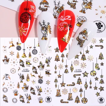 Veselé Vianoce 3D Nechty, Nálepky Zimná Vločka Elk Vianočné Stromy Cartoon Samolepiace Jazdcov DIY Nechtov Umenie Príslušenstvo Obtlačky