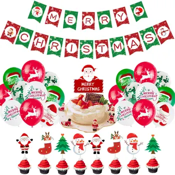 Veselé Vianočné Dekorácie Santa Claus snehuliak Balóny banner tortu vňaťou pre domáce 2022 Vianočný Večierok Navidad Noël Dekor