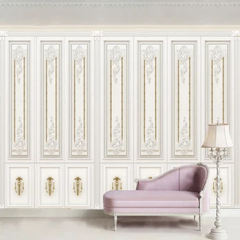 Vlastná Veľkosť nástennú maľbu, Tapety 3D White Európsky Štýl Vyrezávané Umelecké Mreže Stenu Handričkou Obývacia Izba TV Domova Nástenné Maľby