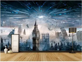 Vlastné foto nástenná maľba 3d tapeta Apokalyptickom sci-fi film mesta zrúti, obývacia izba domova tapety na steny 3 d