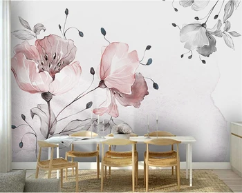 Vlastné tapetu 3d Nordic minimalistický akvarel kvety malé čerstvé spálňa pozadí stene obývacej izby, spálne, tapety обои