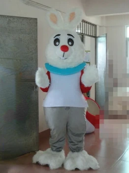 White Rabbit Maskot Cosplay Kostým Chlpaté Vyhovuje Party Hra Fursuit Cartoon Šaty, Oblečenie, Karneval, Halloween, Vianoce, Veľká Noc Reklamy